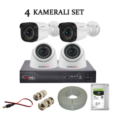 4 KAMERALI AHD GÜVENLİK KAMERA SETİ 1TB HARDDİSK vs.