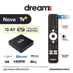 Dreamstar Nova | TV+ (12 Ay Premium Üyelik Hediyeli) 4K Lisansli Android TV Box | 2GB Ram | 32GB Hafıza